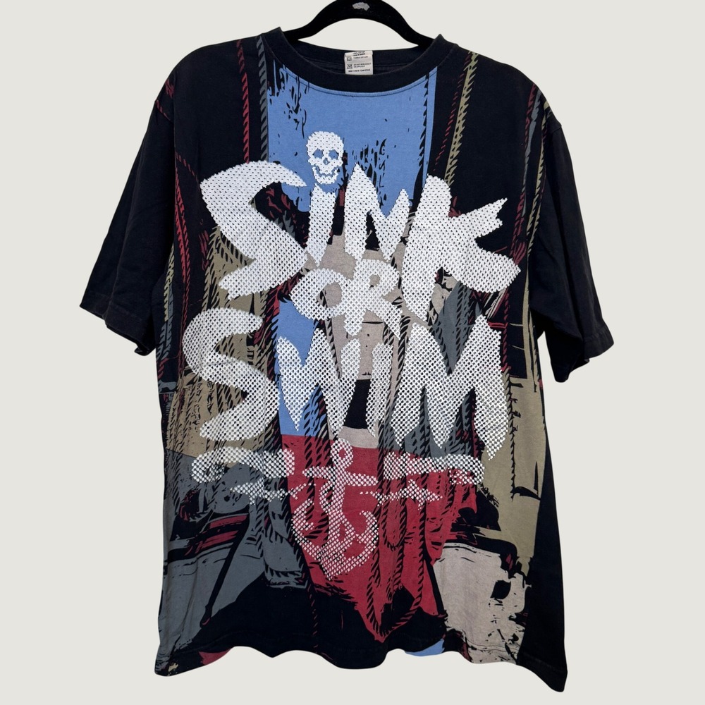 G-Unit Mens T-Shirt XL Black Sink Or Swim Graphic Hold It Down Streetwear Edgy